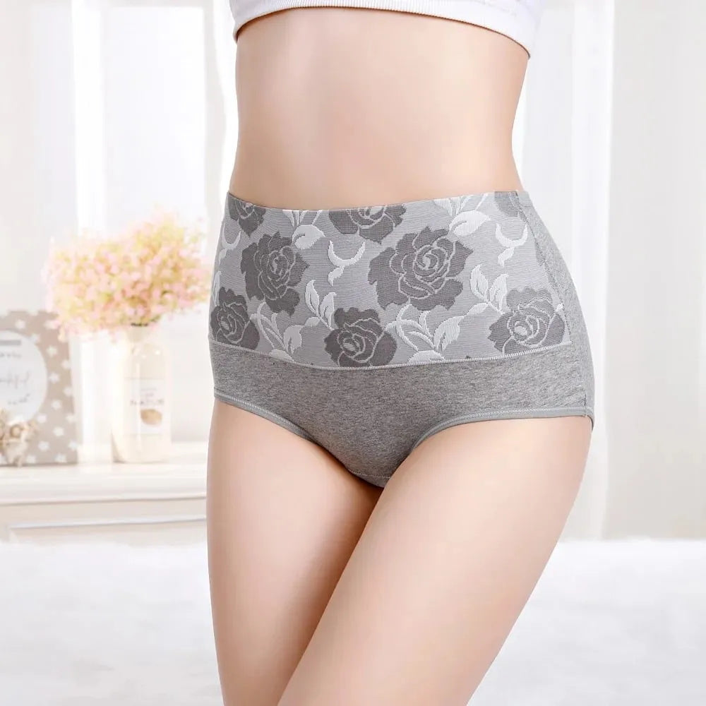 Women High Waist Cotton Lace Briefs Sexy Healthy Panties Underwear Slimming