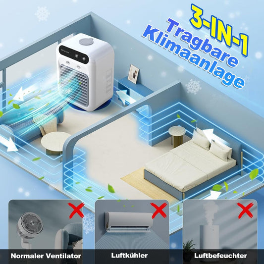 🔥🔥Heißer Verkauf - 50% Rabatt❄️🌬️ Mini Air Cooler 3-in-1 – Kühlt, befeuchtet & duftet! Perfekt für Schreibtisch & Schlafbereich