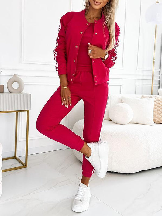⏳Begrenzte Zeit 50% Rabatt💥Dreiteiliges Set aus Baseballjacke und -hose für Damen
