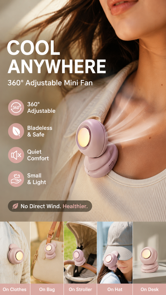 ⏳Summer Hot Sale!!💞50K+ SOLD!💨2-in-1 Wearable Fan – Instantly Cools You by Up to 10°C | 24H Quiet Hands-Free Airflow🌀🌿