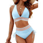 👙Hoch taillierte Bikini-Sets mit Bauchkontrolle und Farbblockdesign
