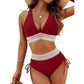 👙Hoch taillierte Bikini-Sets mit Bauchkontrolle und Farbblockdesign