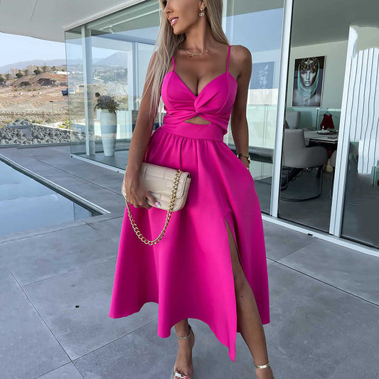 🌷2025 Frühjahrsneuheiten - 50% Rabatt🍃Damen Spaghettiträger Kleid mit hohem Schlitz