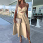 🌷2025 Frühjahrsneuheiten - 50% Rabatt🍃Damen Spaghettiträger Kleid mit hohem Schlitz
