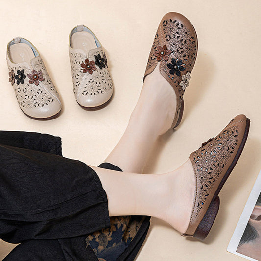 🔥Floral design women's elegant PU leather slide sandals💥