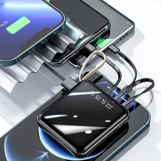 🚀 Spiegel Design, modisch und cool 🔋 Neue 20000 mAh große Kapazität Powerbank mit integriertem Kabel