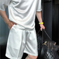 🏆Blitzangebot⚡🔥Hochwertiges, zweiteiliges Herren-Set aus merzerisierter Baumwolle, lässig, einfarbig, Oberteil und Shorts【Lockere Passform, für alle Gelegenheiten geeignet】