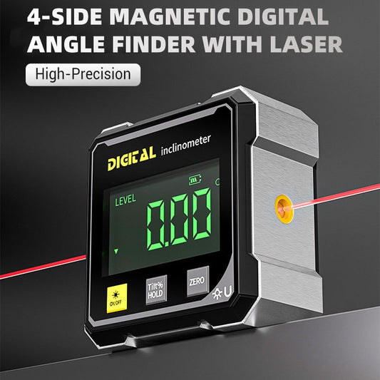 💥 50 % SPAREN! Magnetischer 4-Seiten-Winkelmesser mit Laser – Nur für kurze Zeit 🛠️