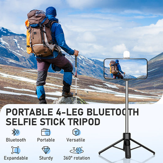 Tragbares 4-Bein-Bluetooth-Selfie-Stick-Stativ