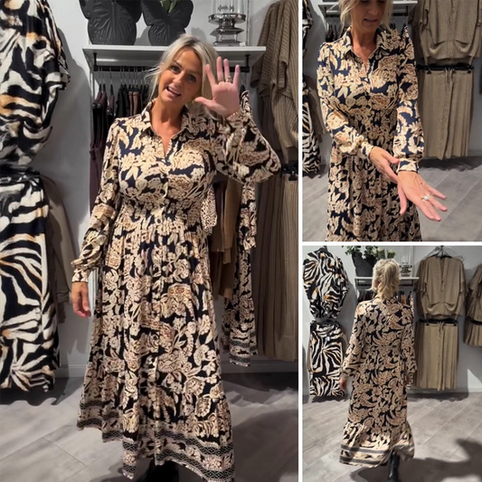 💥2025 Neues Design✨ Halbpreisverkauf💃Anmutiges Langarmkleid mit Blumenmuster