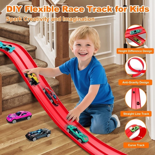 🎁Frühweihnachtlicher Sonderverkauf 49 % Rabatt🎅🏎️DIY-Rennbahn für Kinder aus Aluminiumlegierung mit Saugnäpfen